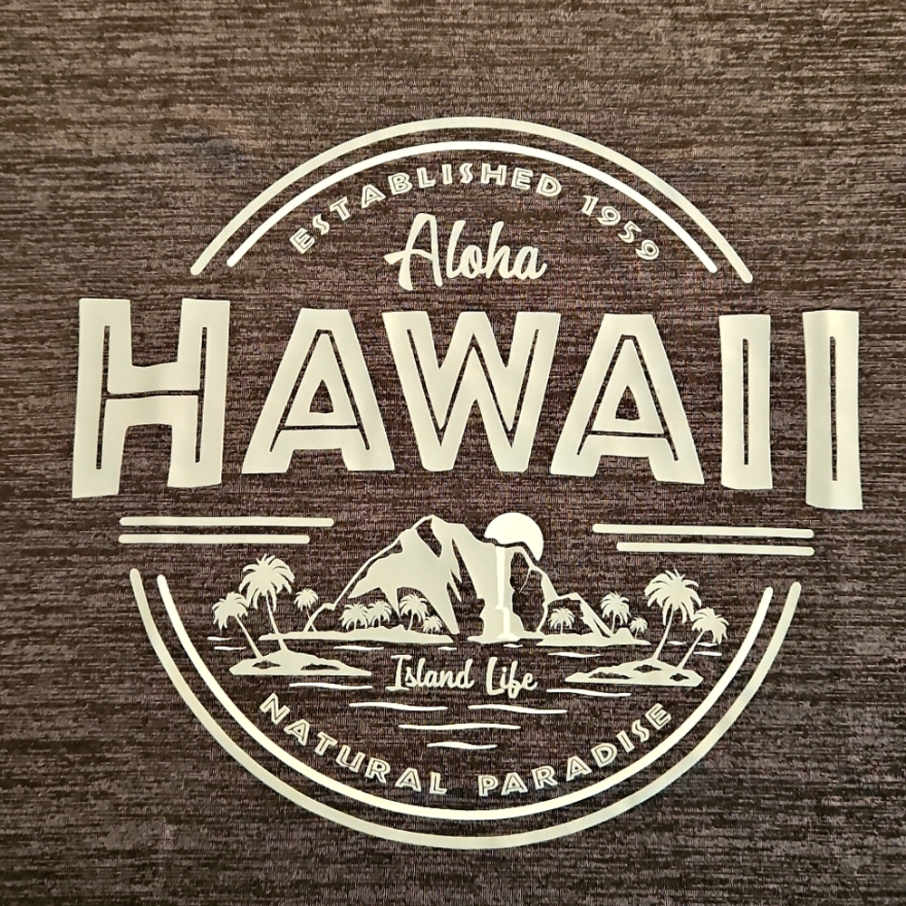 HAWAI'I Dark gray black short sleeve graphic tee shirt Med. Island Style Aloha - Picture 2 of 7